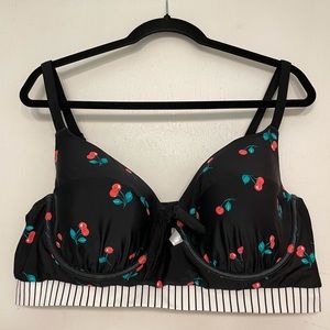 Cacique cherry striped peak a boo bikini top